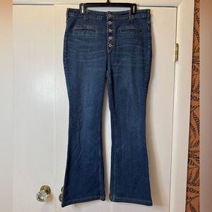 ANTHROPOLOGIE PILCRO High Rise Trouser Bootcut Blue Jeans Women’s Size 32